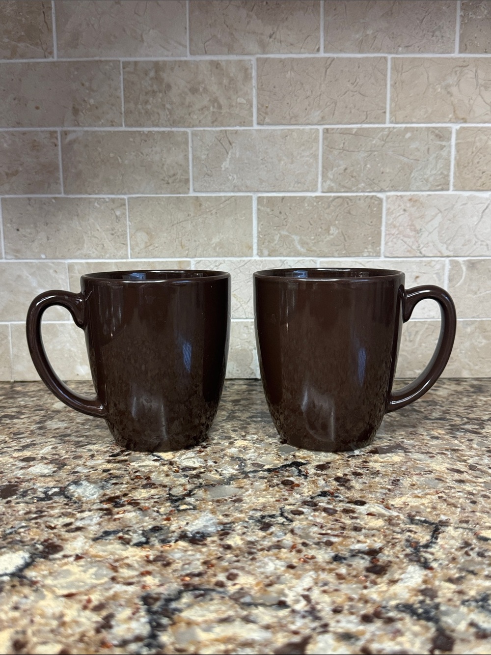 Corelle Classic Dark Brown Ceramic Stoneware Coffee Mugs - Set of 2